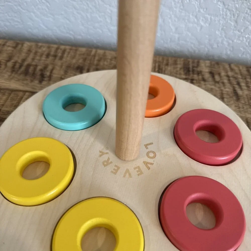 LOVEVERY Wooden Flexible Ring Stacker Babbler Kit  Montessori Toys 6 Rings